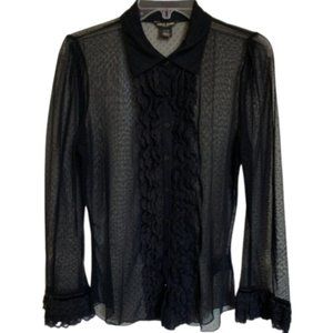 Guess Sheer Dot Lace Blouse - Size XL